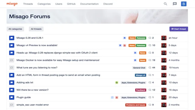 Misago Forum template preview