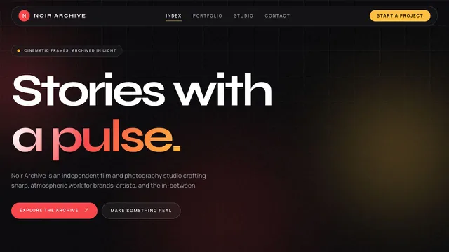 Noir Archive Studio template preview